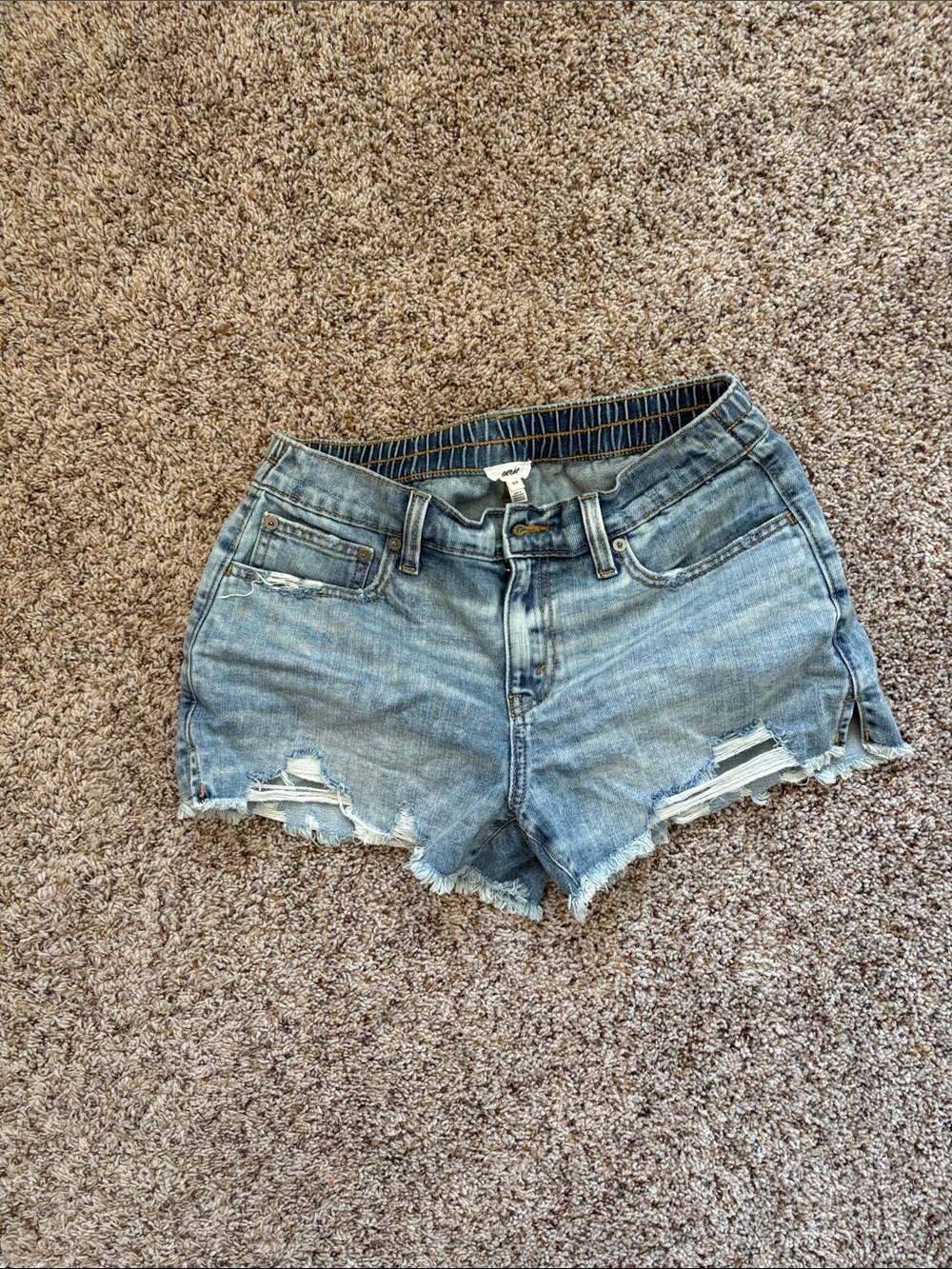 aerie Light Blue Distressed Denim Jean Shorts S